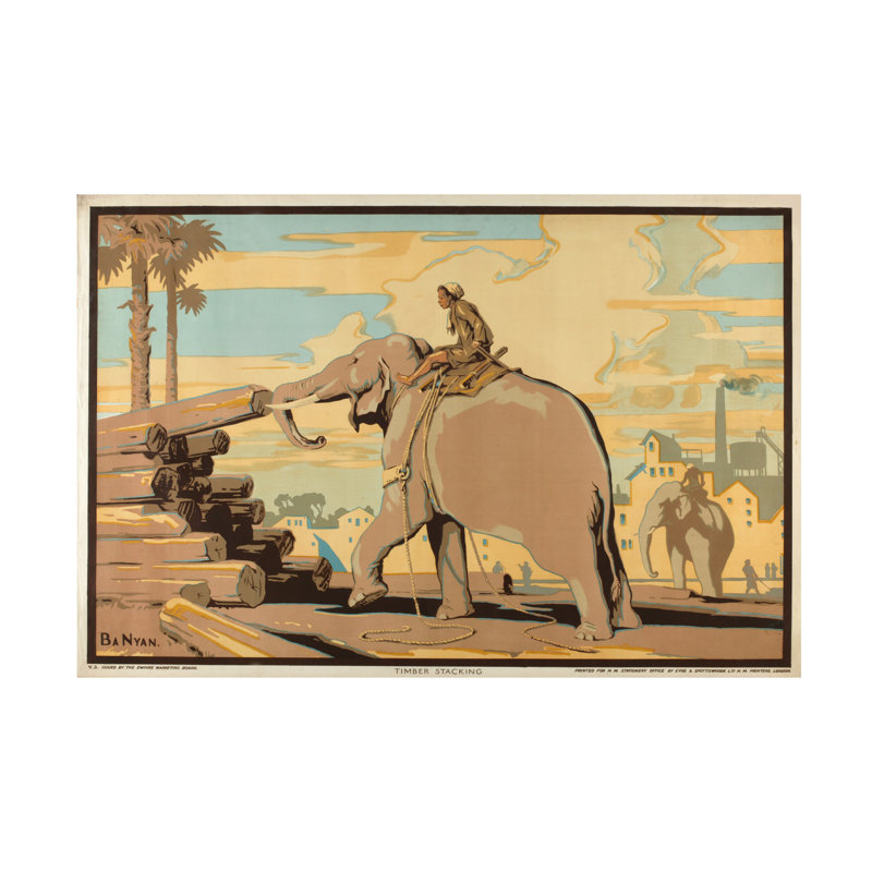 Ba Nyan Timber Stacking, From The Seriesburma A Land Of Rich Resources Canvas Art, 12" H x 19" W