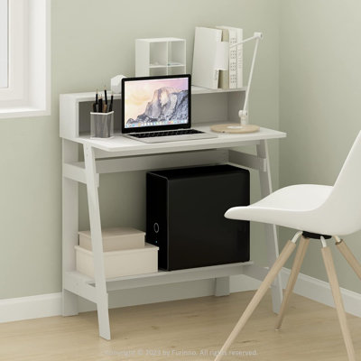 Bureau d'ordinateur blanc régulier - table de travail de marque Rame pour le bureau à domicile, le bureau ou les petits espaces