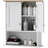 Bathroom Wall Cabinet, Modern Bathroom Cabinet Wall Mounted Medicine Cabinet with 2 Doors, Adjustable Shelf, Over the Toilet, White