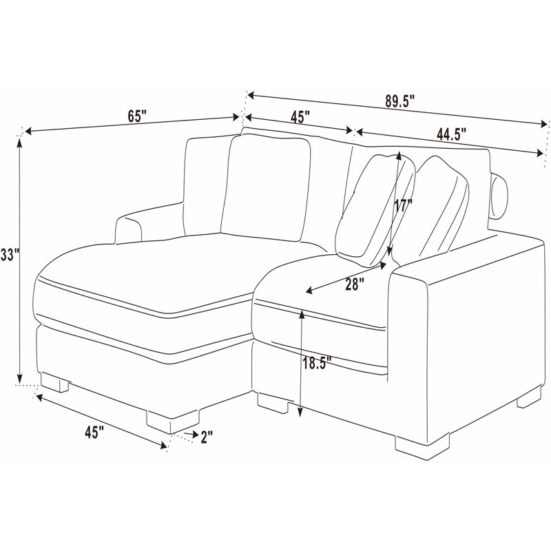 Flaubert Gwendoly 89.5" Wide Sofa and Chaise