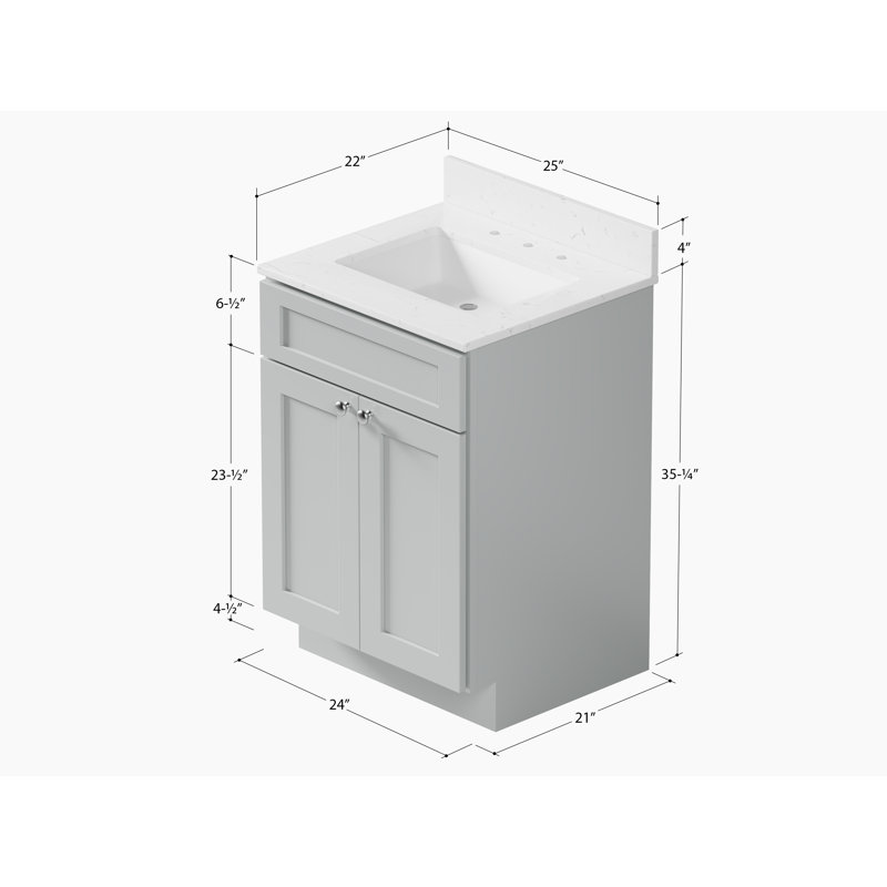 Ensemble de meuble-lavabo simple 24 po Chrisna, Gris