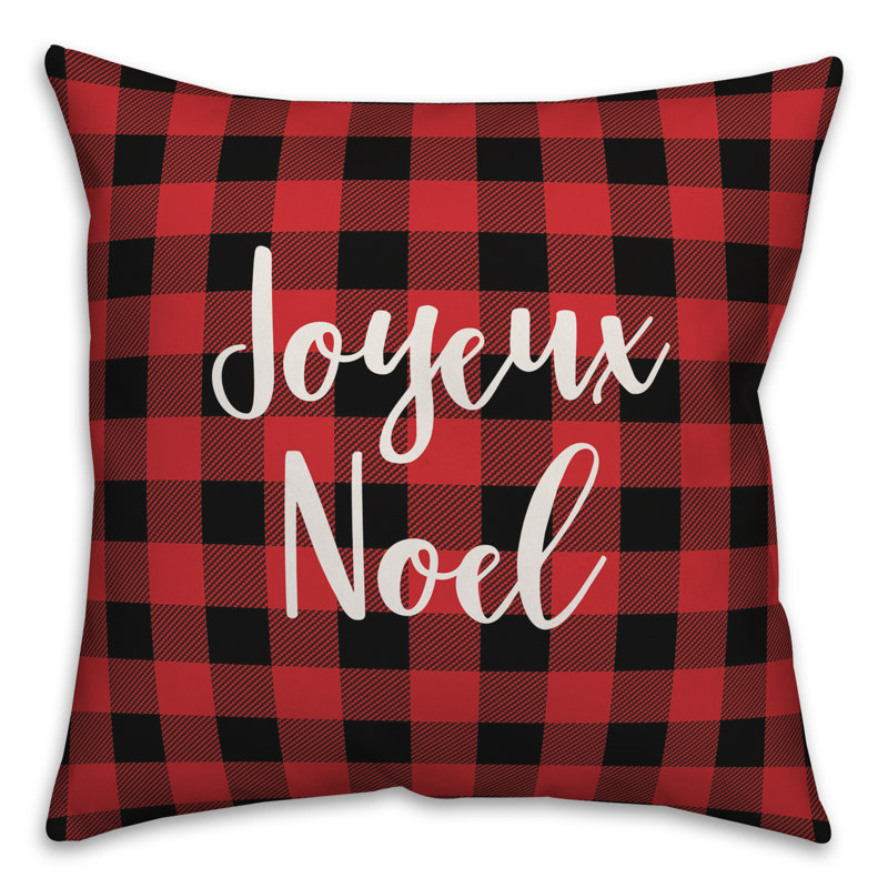  Coussin Joyeux Noël à carreaux Buffalo, Coussin décoratif
