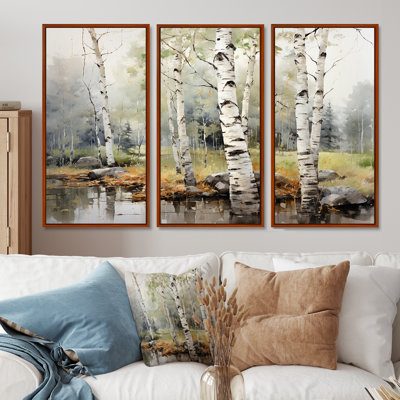 «Green Birch Wood Beauty I - Tree Birch», ensemble d'art sur toile