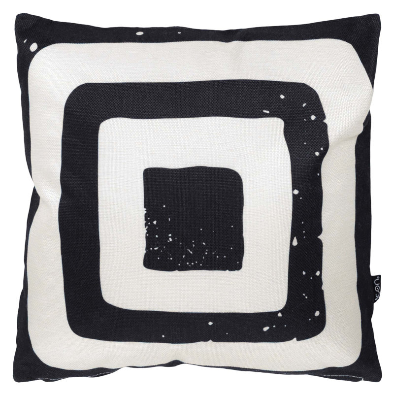 Indoor / Outdoor Square Cushion, Black/White Geometric