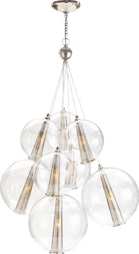 Laura Kirar 8 - Light Pendant, 51" H x 28" W x 28" D, Polished Nickel/Clear
