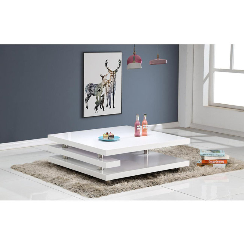 Garry Solid Wood Block Coffee Table with Storage