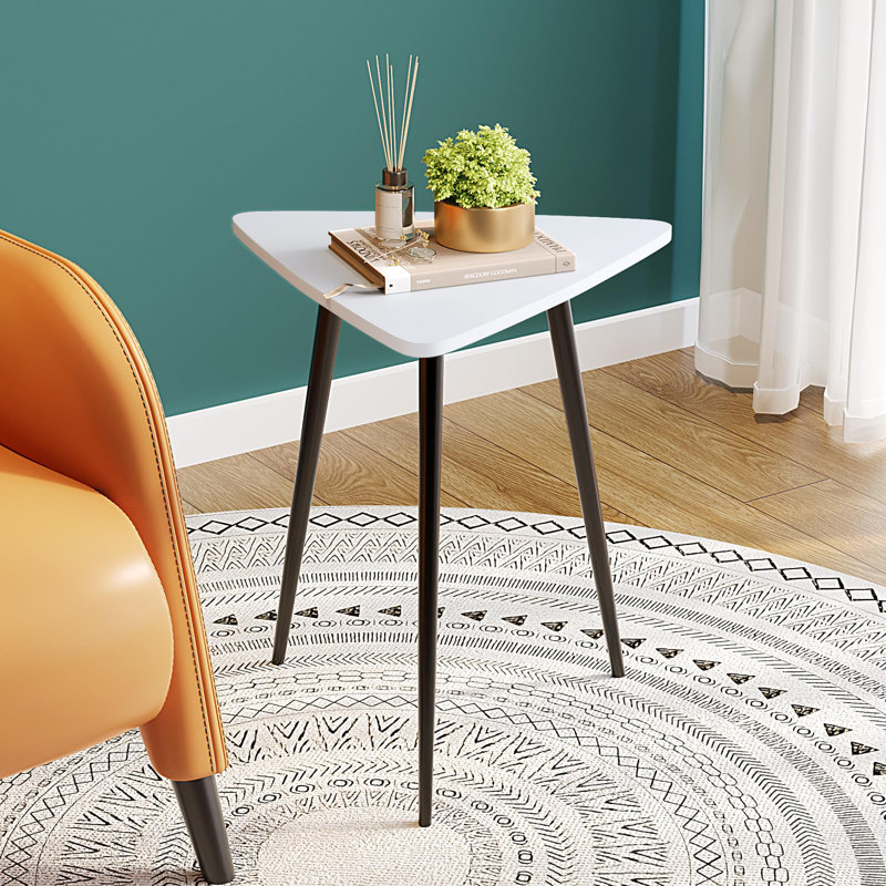 Small Black Side Table, Triangle Side Table, Modern Narrow Bedside Table, White