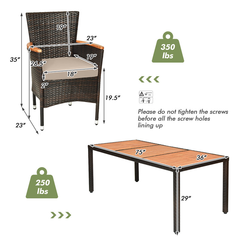 Ensemble repas 9 pièces avec coussins Uppsala, Beige
