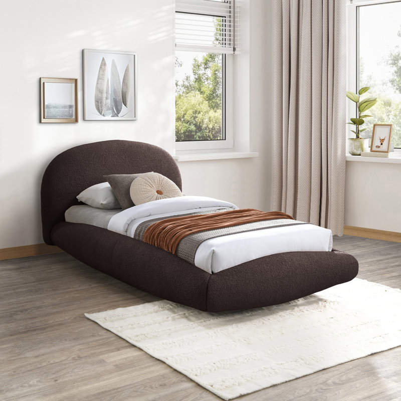 Lit en tissu Genesis, Simple, Tissu en teddy imitation Shearling noir