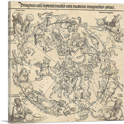 Carte céleste de l'hémisphère Nord - ciel nordique par Albrecht Dürer - reproduction d'art sur toile tendue