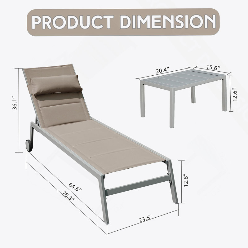 Ensemble de 3 chaises de patio pour l'extérieur, Brun / Gris