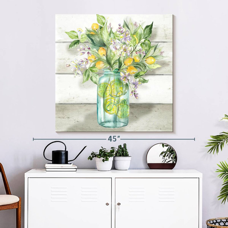 Yarlin, aquarelle, citrons, pot Mason, Shiplap