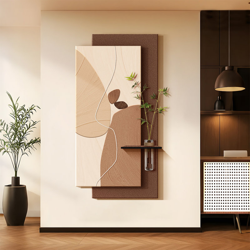 Art mural rectangulaire en grès, H 19,69 po x l 39,37 po, Café