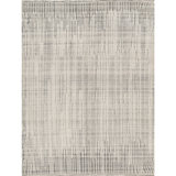 Hand Knotted Wool Plaid Area Rug in Ivory/Charcoal