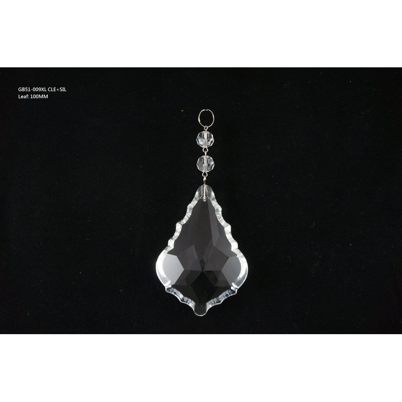 Ornement faîteau feuille de pendalogue 89mm crystal, H 6 po x l 3,5 po x P 2 po