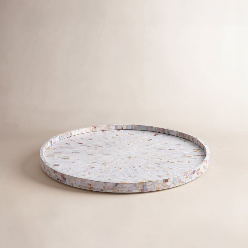 Plateau Jaopur Palace MOP, Gris, Géométrique, Bois manufacturé / Résine / Coquille / Capiz