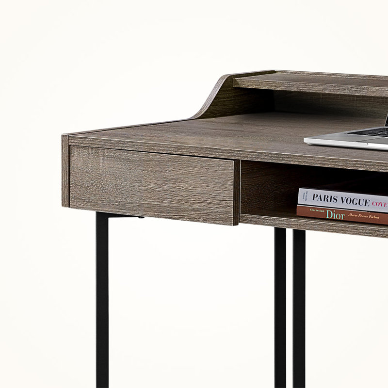 Bureau d'ordinateur avec rehausse en métal Asleesh
