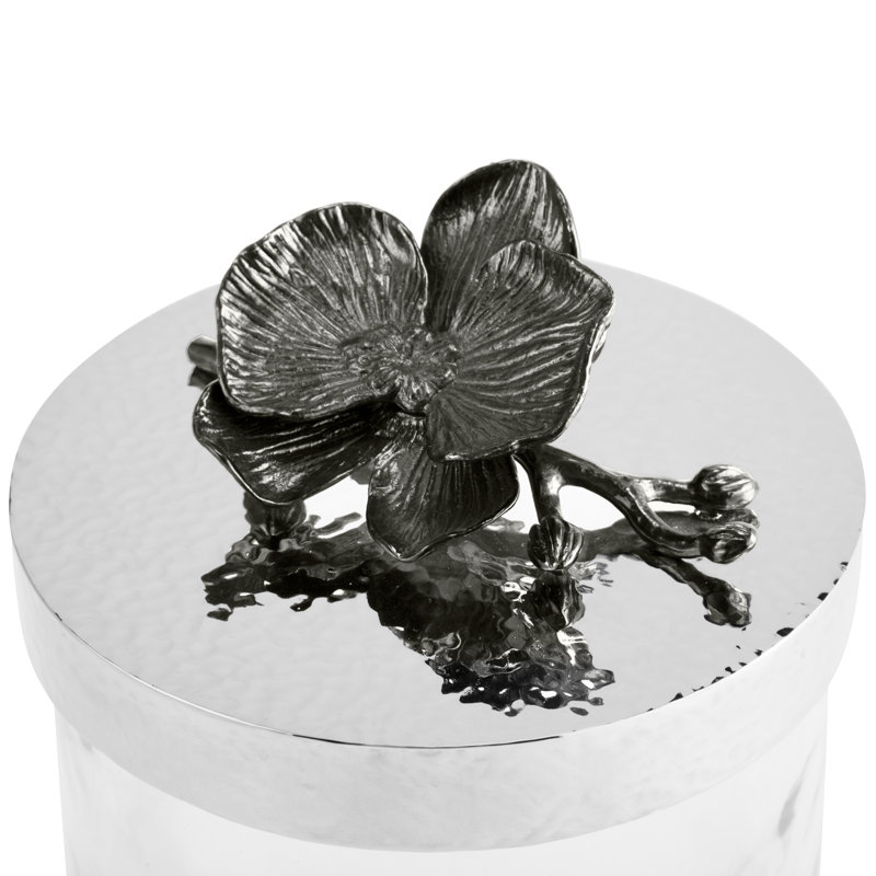 Orchid Kitchen Canister, Black, 10" H x 5.5" W x 5.5" D