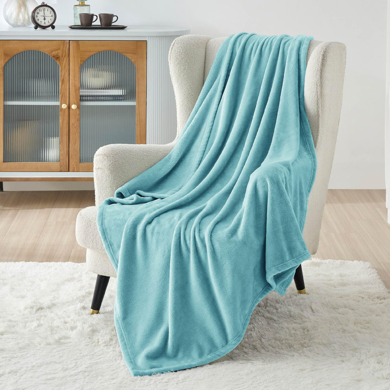 Cozy Winter Collection Bedsure Fleece Blanket 300GSM For Couch, Sofa, Bed, River Blue, 60" W x 80" L