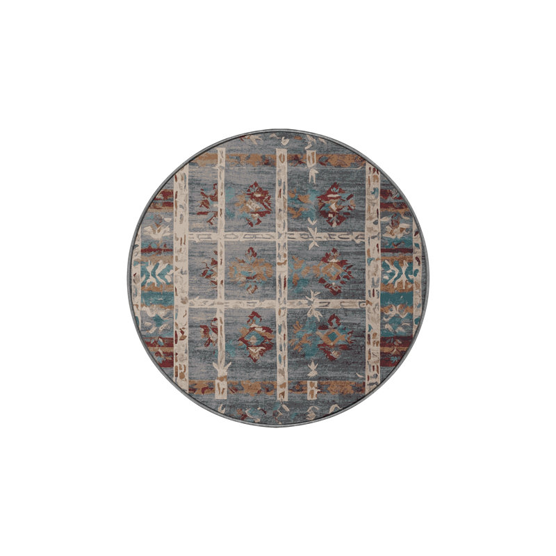 Tapis gris lavable à la machine, Rond 4 pi