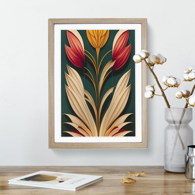 Flower No.1 - Single Picture Frame Print, 46cm H x 34cm W x 2cm D, Oak Framed