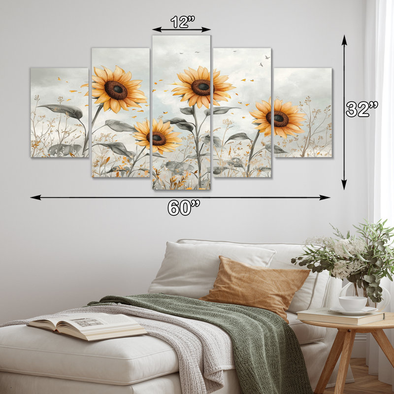 Dolphis - tournesols, art mural - art mural toile, diamant