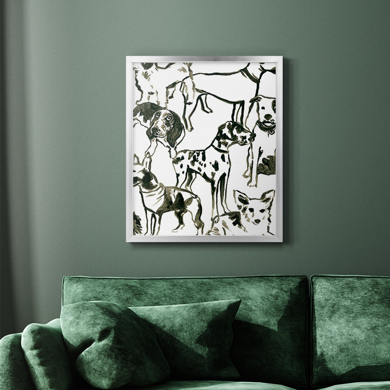 Toile encadrée Canine Collage II de qualité supérieure - prête à être accrochée, Argent, H 24 po x l 20 po