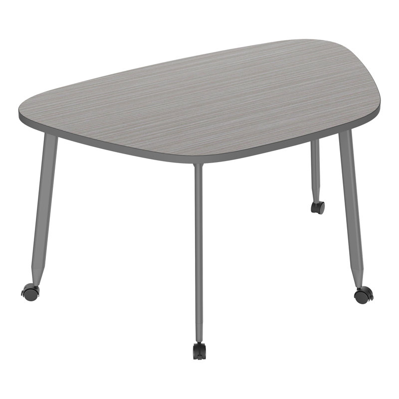 Table mobile trapézoïdale arrondie - travail d'équipe interactif et polyvalent, Gris clair