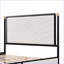 Base de lit plateforme grand avec tête de lit blanche Boucle - Champagne argenté & amp; Structure en métal noir, aucun sommier requis, capacité de 800 lb