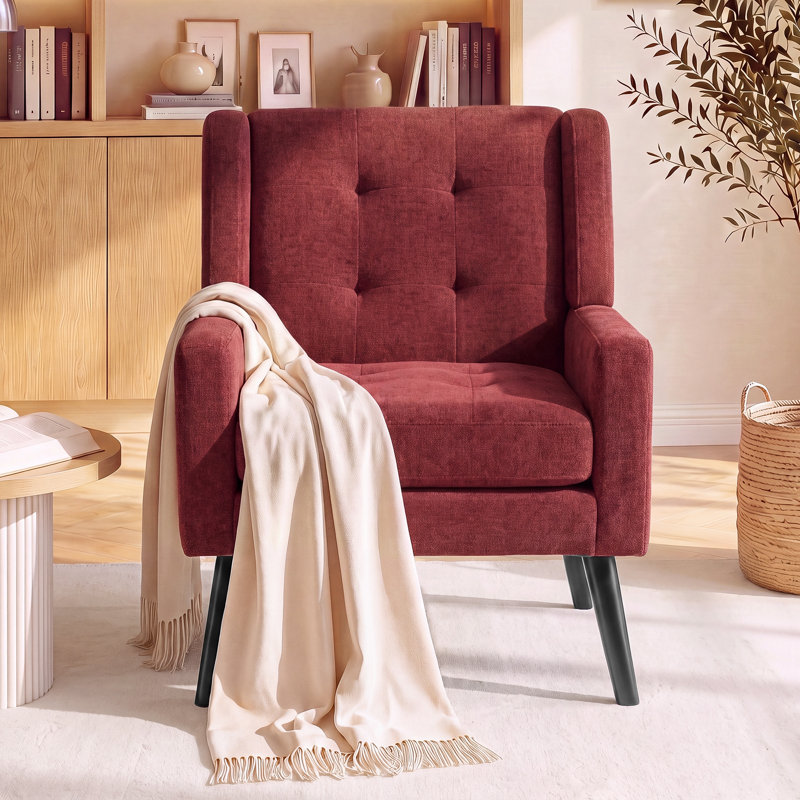 Fauteuil d'appoint Bolanle, Lin rouge