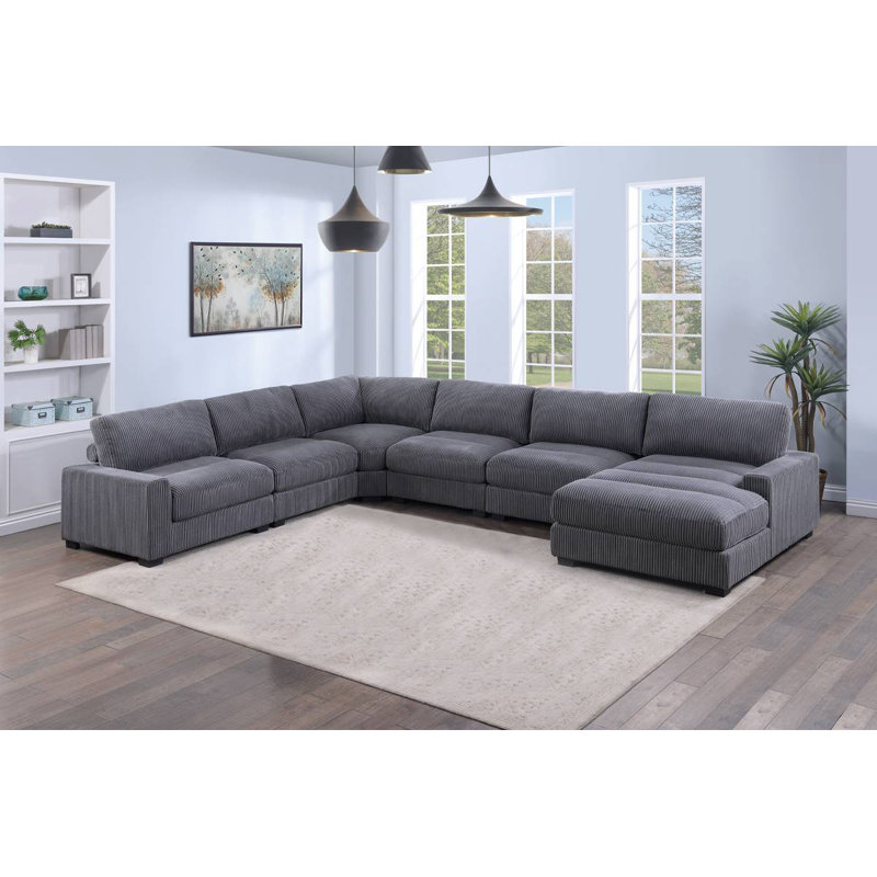 Ensemble modulaire en velours côtelé Audelio, Gris