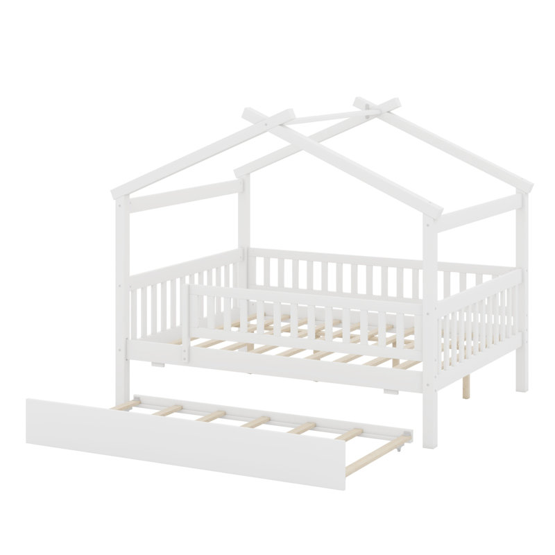 Lit maison avec lit gigogne, Blanc