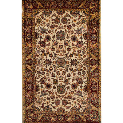 Hand-Knotted High-Quality Cream and Red Area Rug