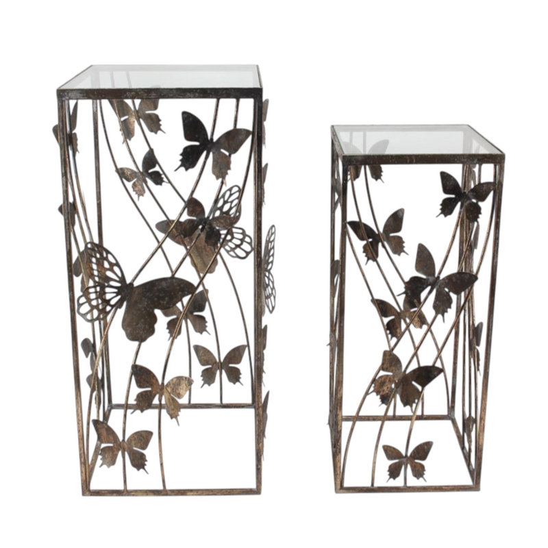 Glass Top Side Table Set