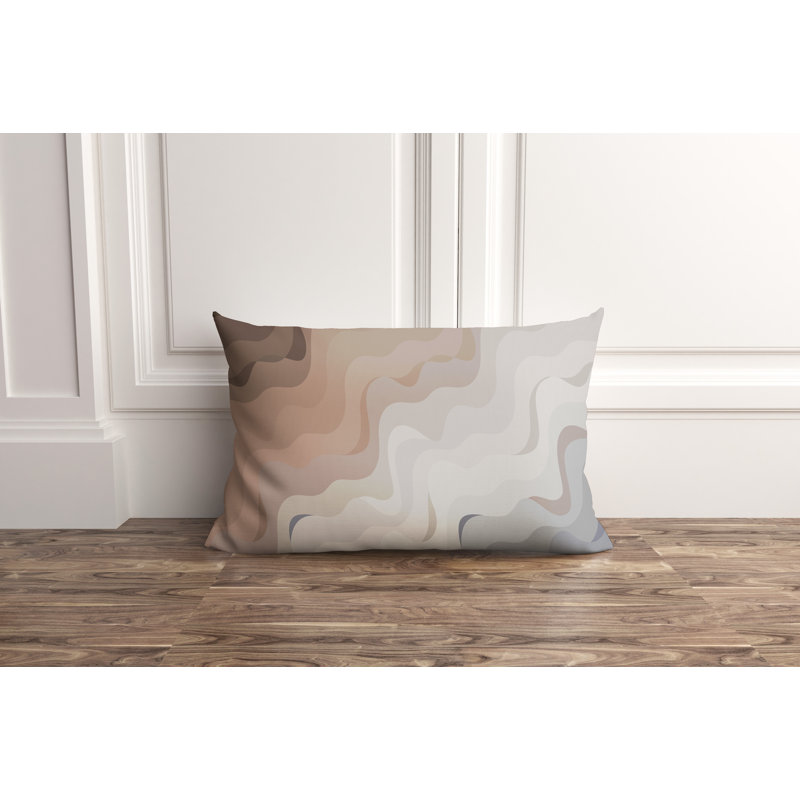 Brigitta Outdoor Reversible Throw Pillow, Beige/Grey, 14" x 20", Rectangle