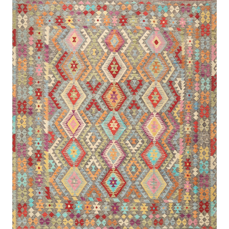 Tapis contemporain orange / rose, Rectangle 3 pi x 5 pi