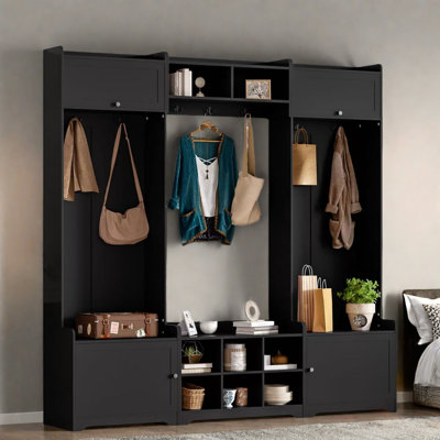 4-in-1 Modern Hall Tree With Shoe Storage, Cubbies, Coat Hooks And Adjustable Shelves by Red Barrel Studio