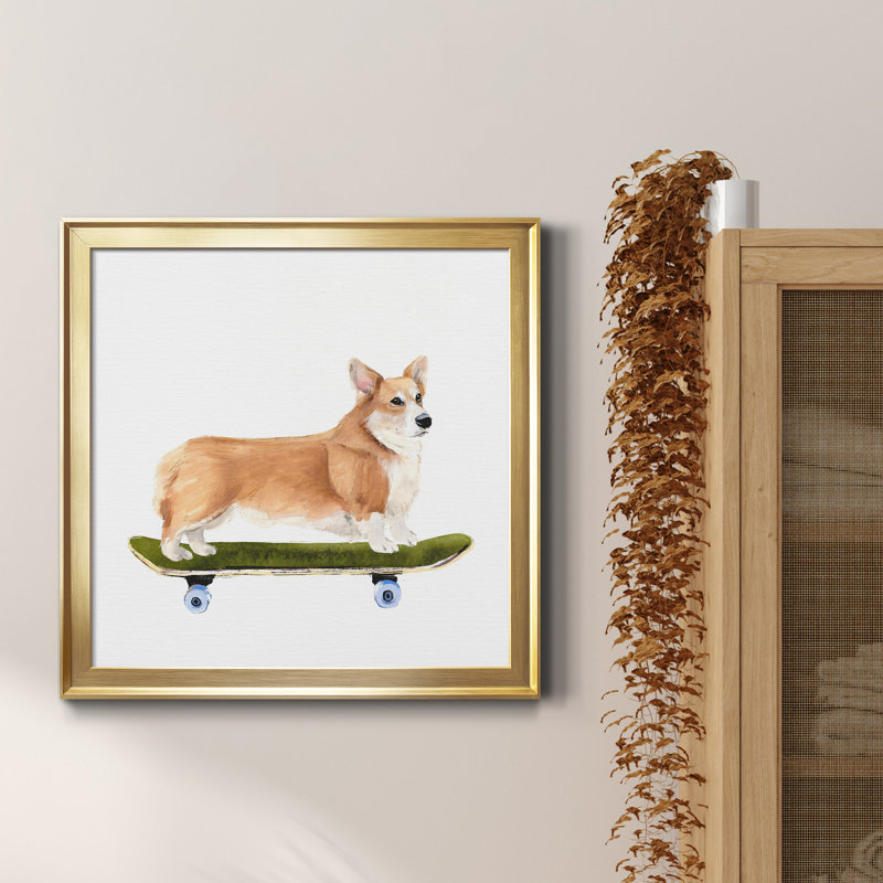 «Pups On Wheels III», reproduction sur toile encadrée, H 17,5 po x l 17,5 po x P 1,5 po, Cadre doré