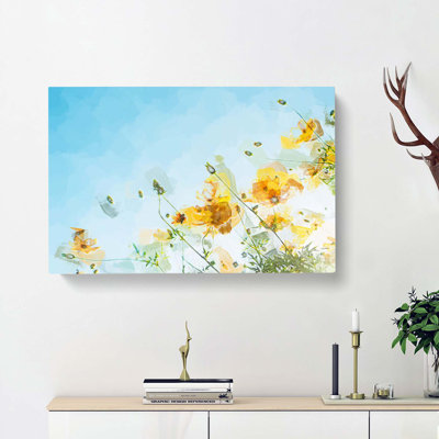 Yellow Flowers In Abstract - Wrapped Canvas
