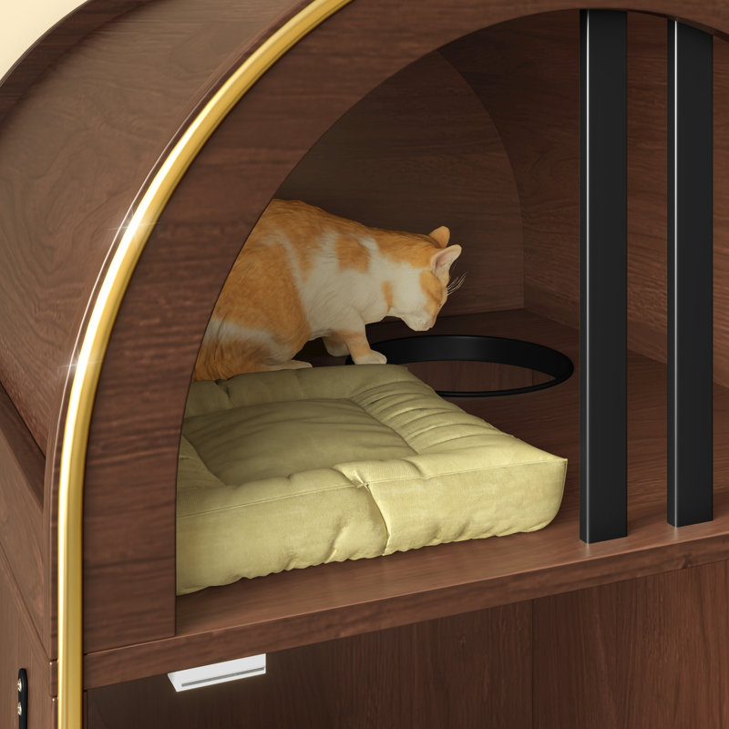 Enceinte de litière pour chat 2-en-1 Selvor avec 2 niveaux Cozy Haven