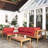 Collinward 5 - Person Seating Group with Red Cushions and Grey LED  Parasol
