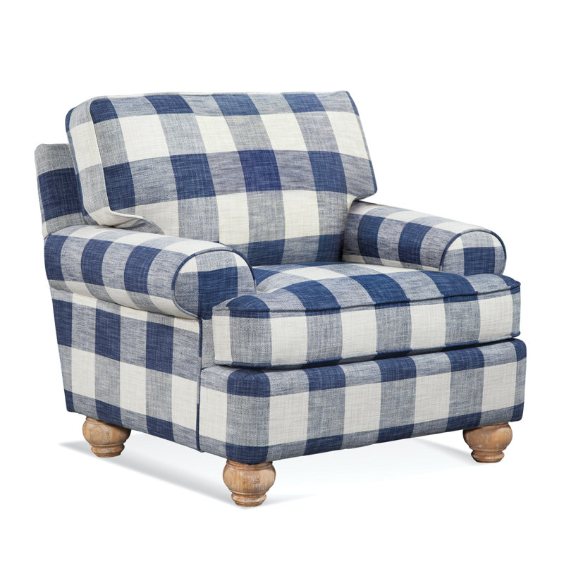 Artisan Landing Armchair, Blue Buffalo Check; 0120-61, Hatteras