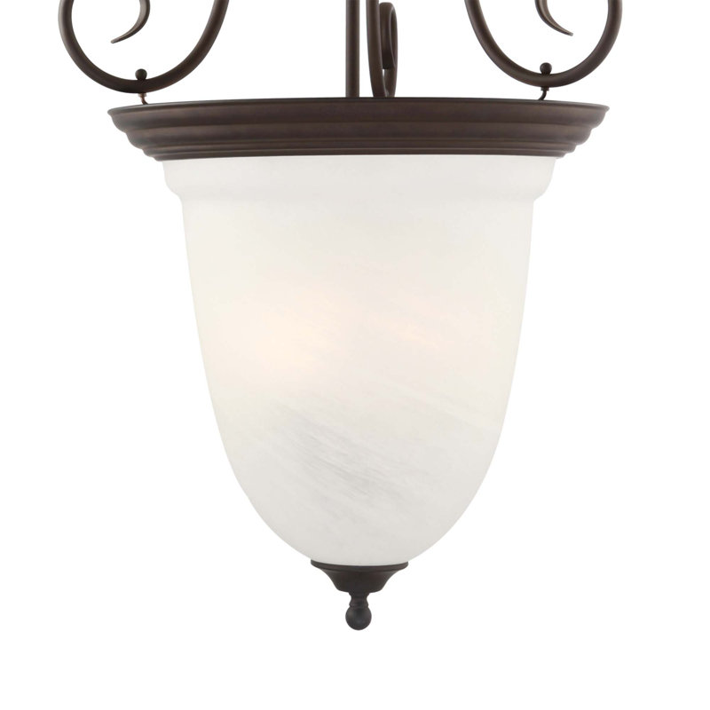 Sawyers 4-Light Indoor Antique Bronze Hanging Pendant with Alabaster Glass Bowl, Antique Bronze