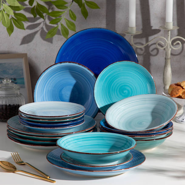 Blue Corian Plates Dishes Set For 12 Starry 12-Pc Dinnerware Set