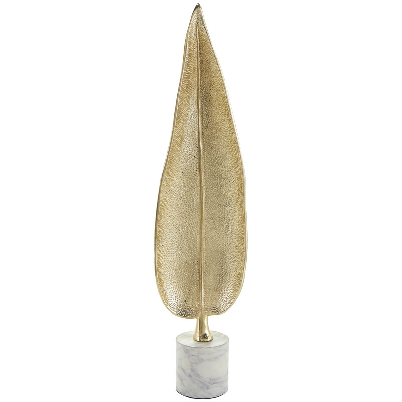 Sculpture en aluminium et feuille d'or texturée avec base en marbre blanc