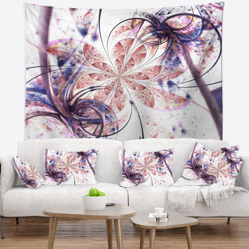 Tapisserie de motif fleur abstraite abstraite, H 78 po x l 92 po