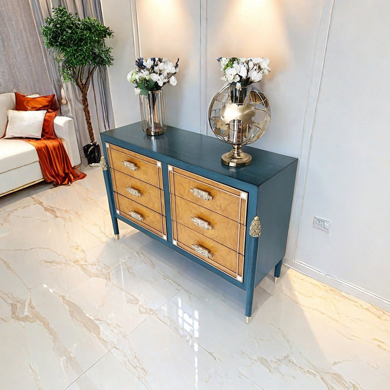 Modern sea shell handle drawer accent cabinet