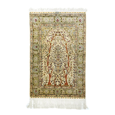 Silk Oriental Area Rug in Beige