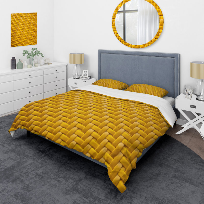 Ensemble de housse de couette en arrière plan sedge texture mid-century, Housse de couette très grand + 2 taies décoratives