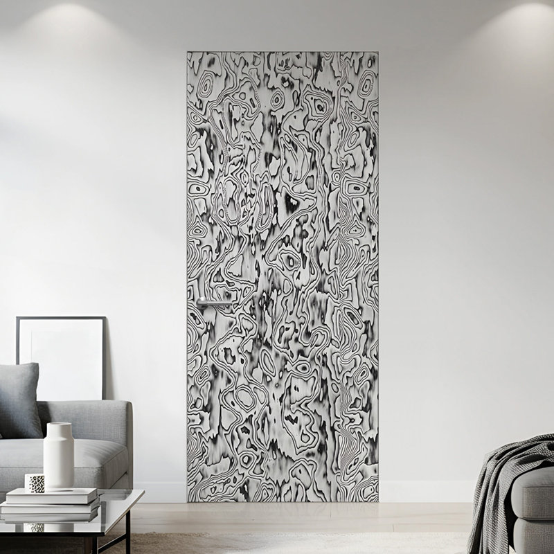 Dalle de porte intérieure en placage à noyau creux lisse noir et blanc,  32 po x 84 po